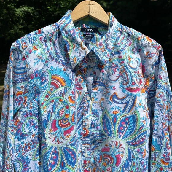Chaps Paisley Button-Up Shirt Blouse Women’s Size 2X Plus Size Boho - Picture 13 of 16